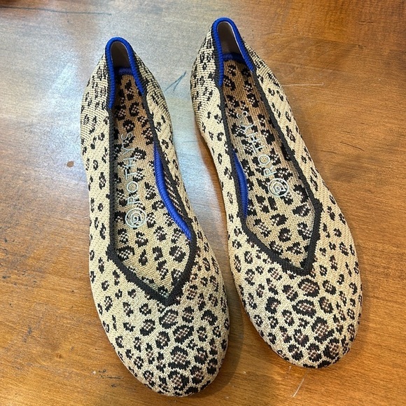 Rothy’s round toe flat ballerina slip on mini cheetah brown tan women’s 7.5 - Picture 1 of 10